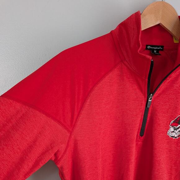 University Of Georgia Bulldogs 1/4 Zip Shirt M Red Uga Football Mascot Embroider - Picture 6 of 10